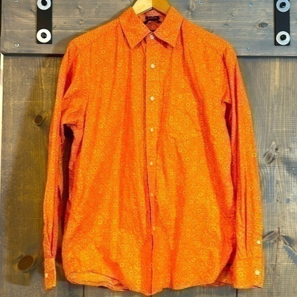 Gap orange on orange graphic radial pattern print button down top size small